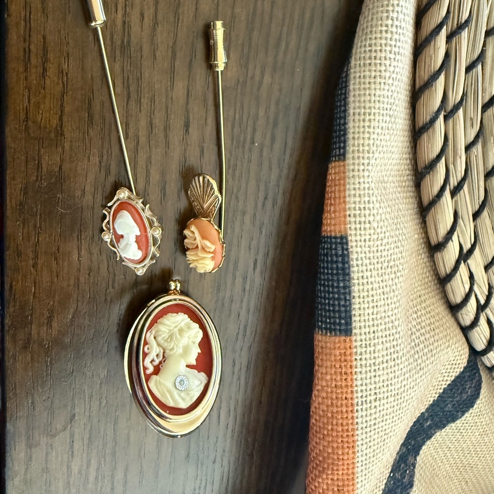 Vintage Cameo Brooch/pin and watch bracelet/pendent
